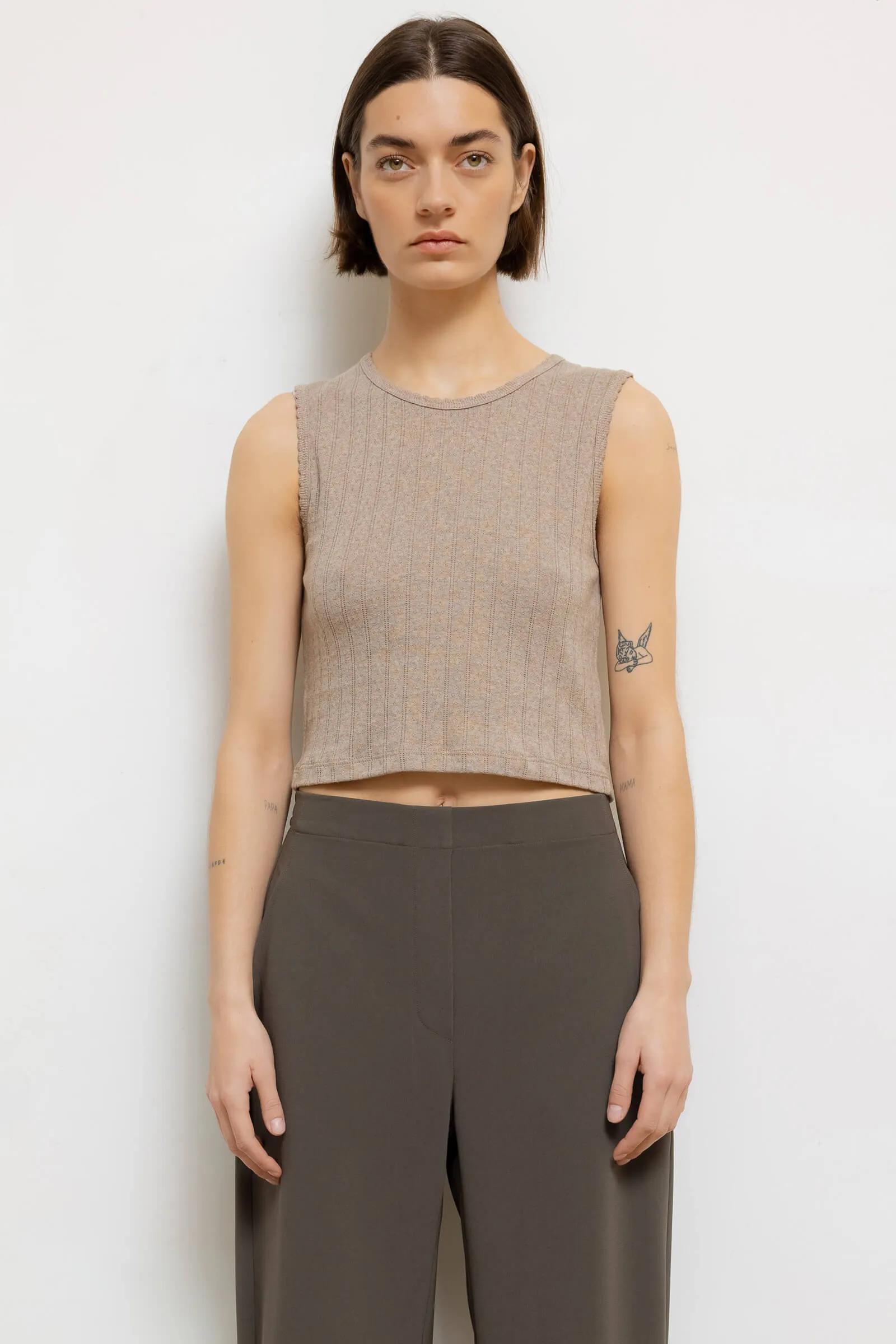 Pointelle Sleeveless Crew sold by Leset