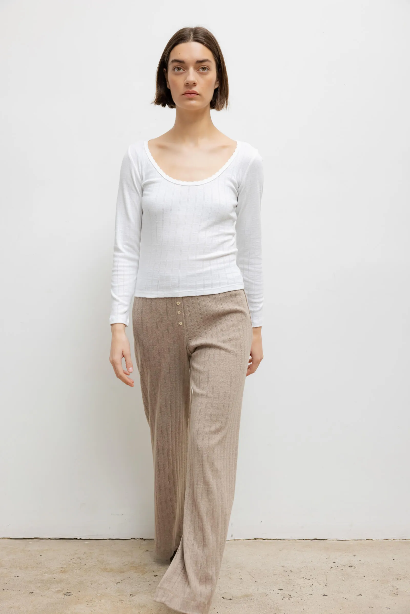 Pointelle Long Sleeve Scoop Neck sold by Leset product image thumbnail 3