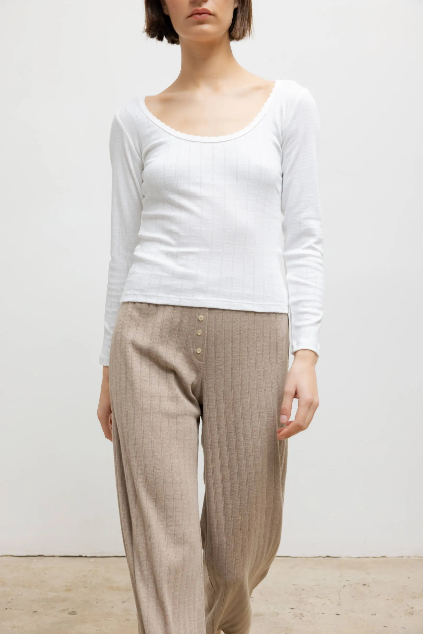 Pointelle Long Sleeve Scoop Neck sold by Leset product image thumbnail 4