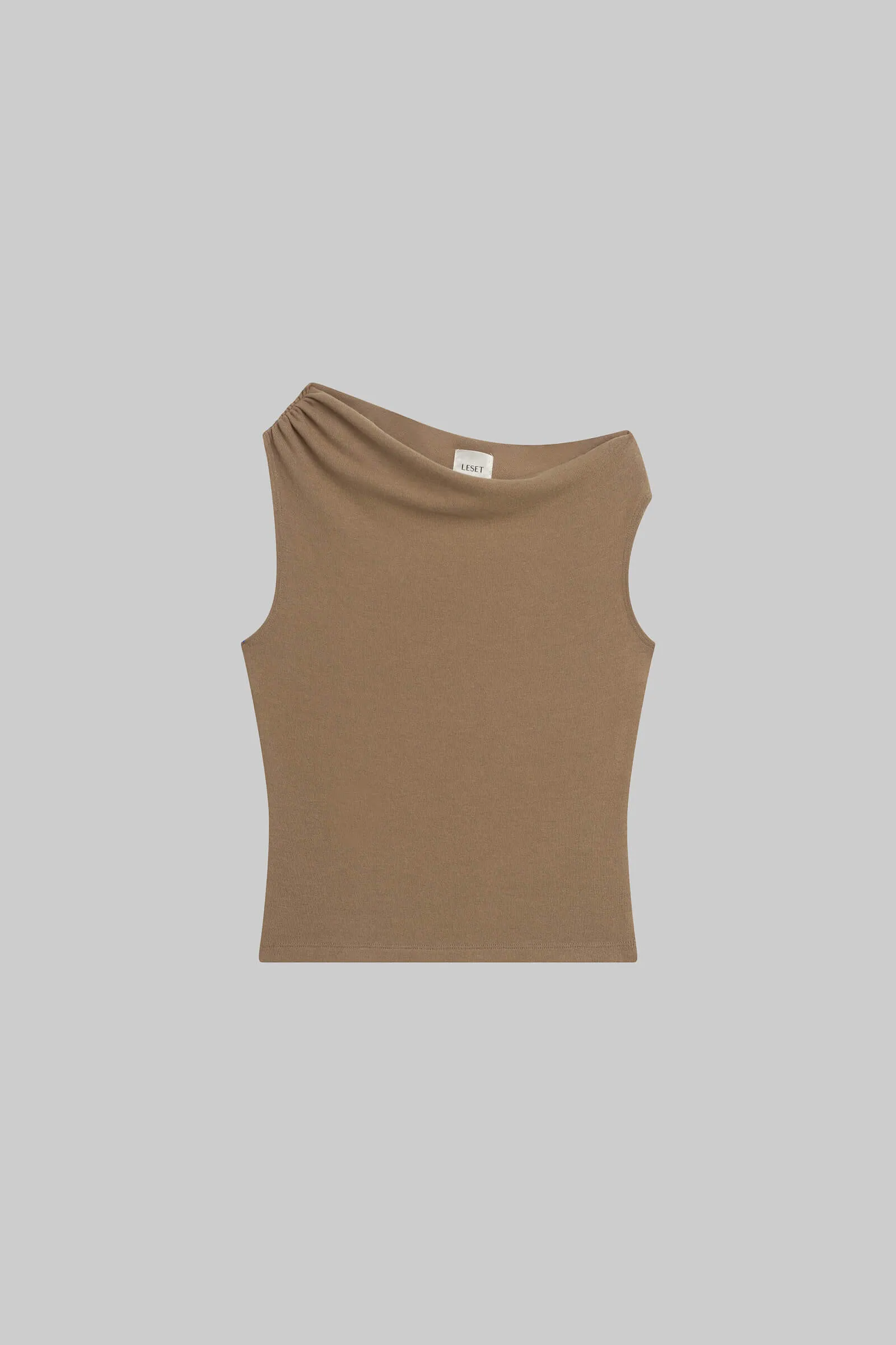 Lauren Ruched Asymmetrical Shoulder Top sold by Leset product image thumbnail 2