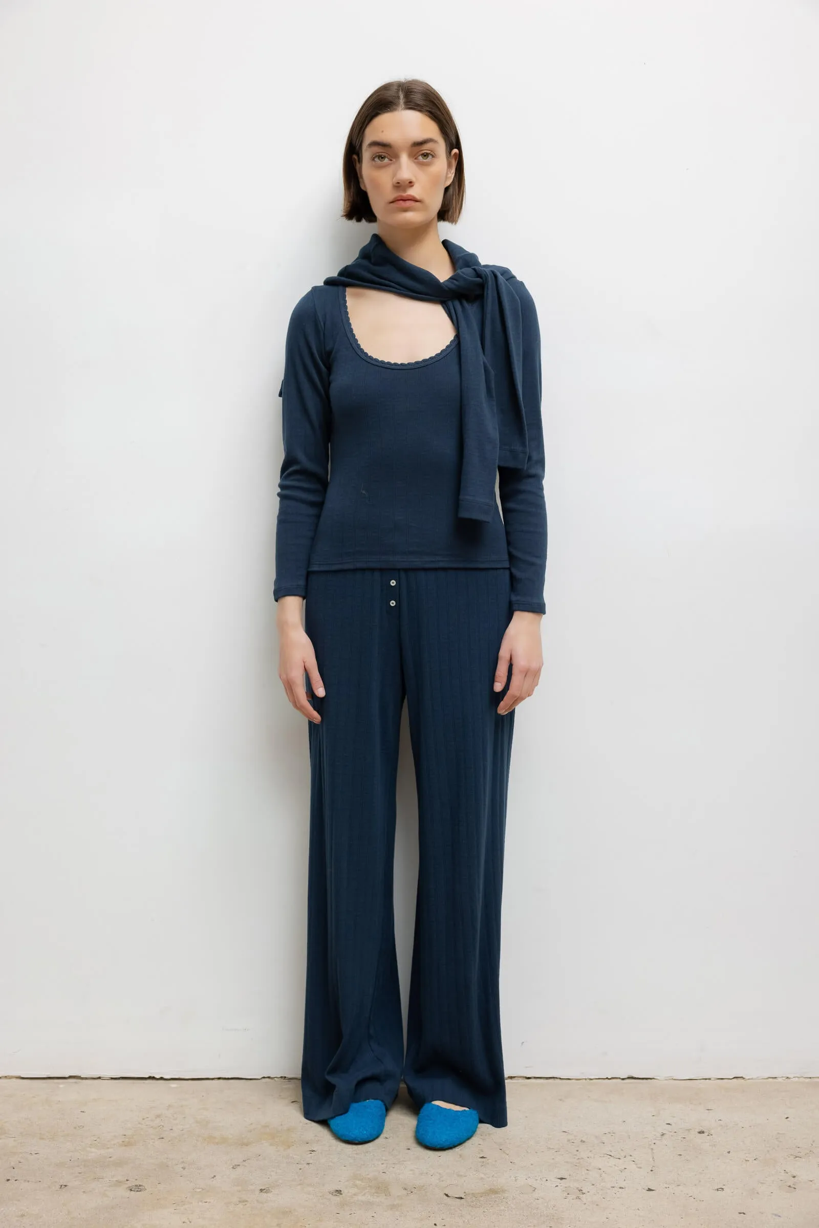 Pointelle Long Sleeve Scoop Neck sold by Leset product image thumbnail 3