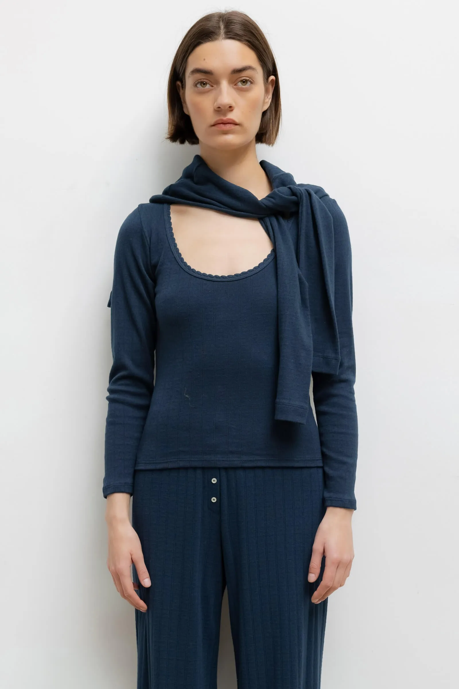 Pointelle Long Sleeve Scoop Neck sold by Leset