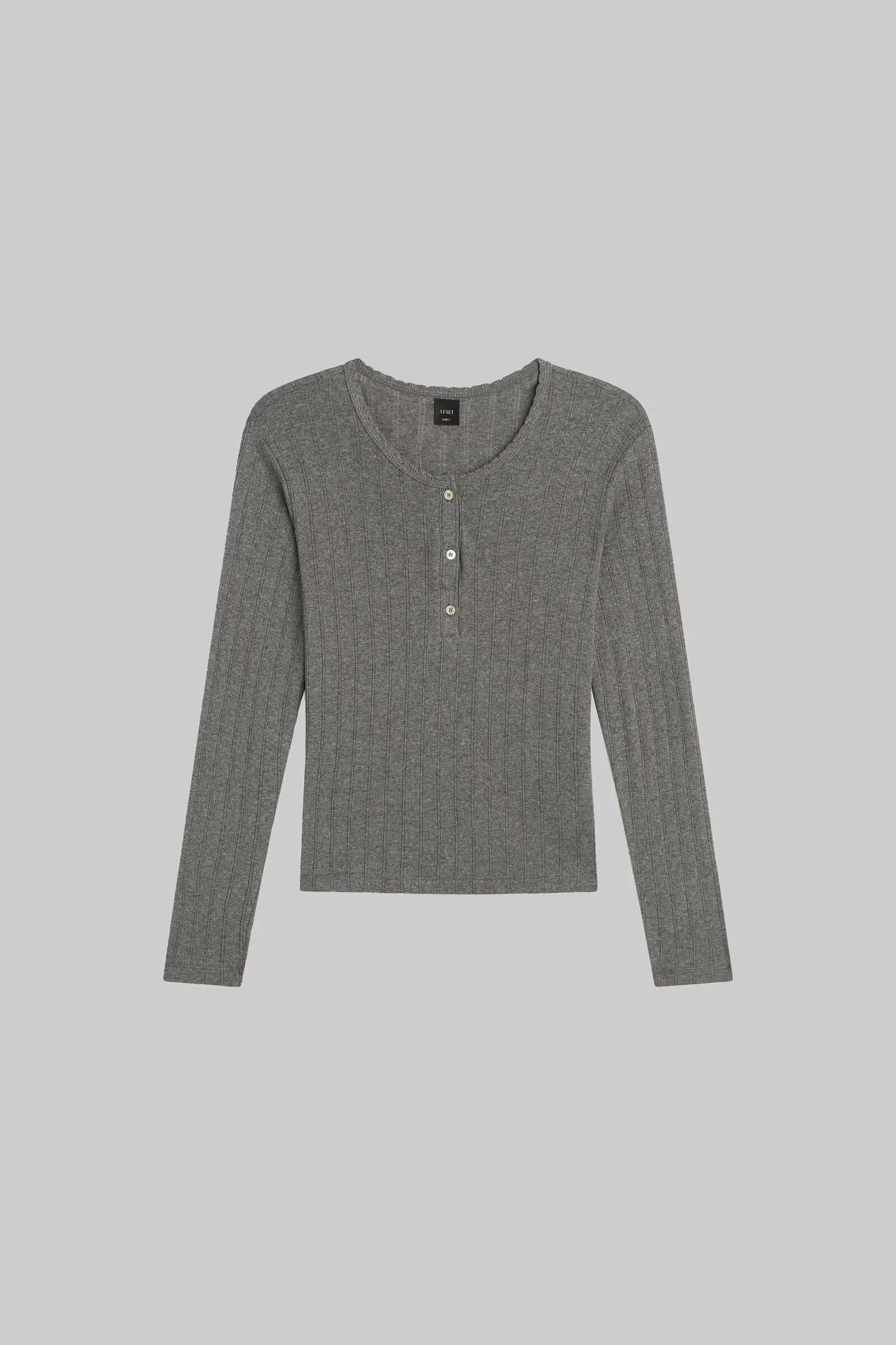 Pointelle Long Sleeve Henley sold by Leset product image thumbnail 2