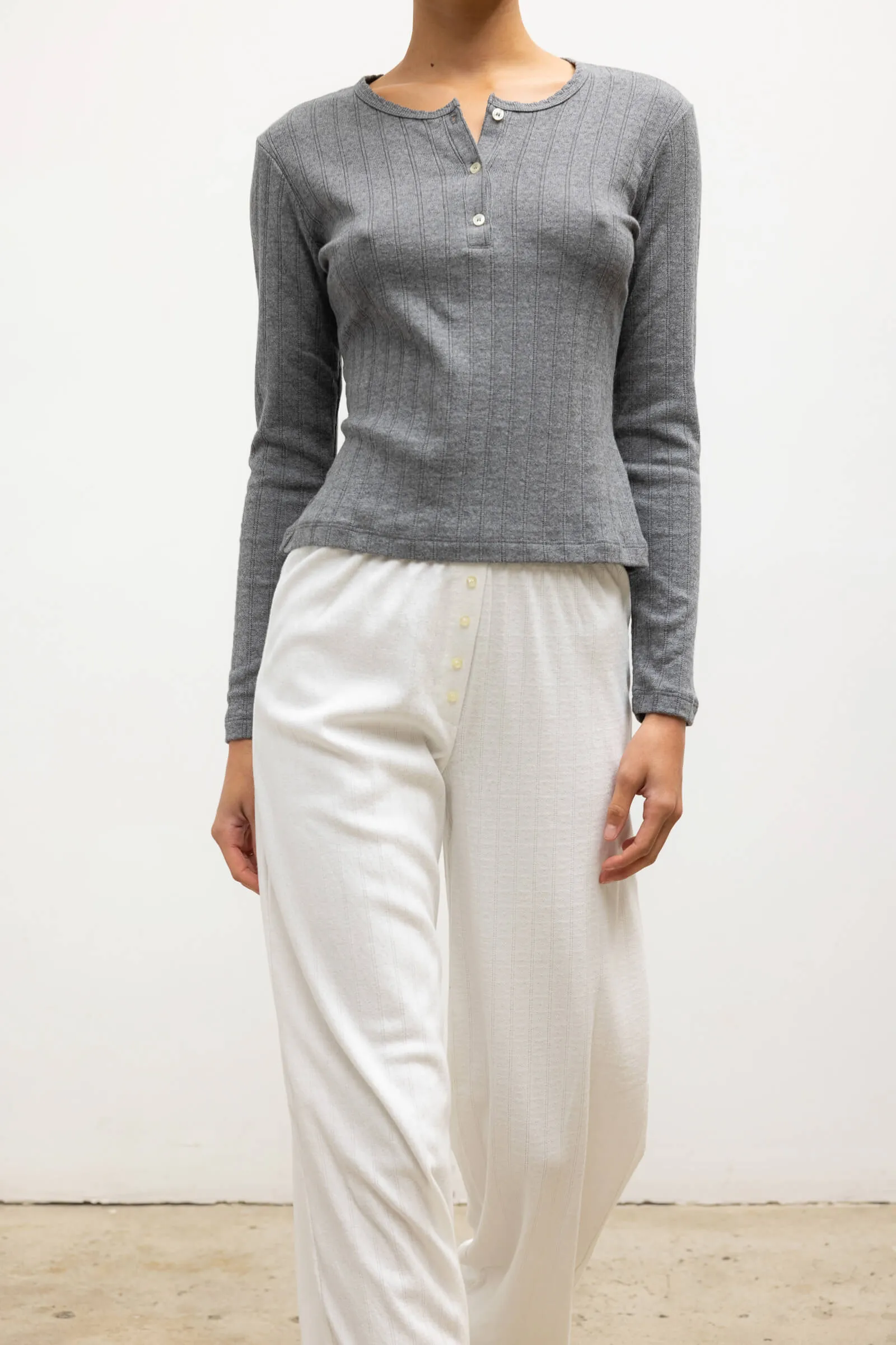 Pointelle Long Sleeve Henley sold by Leset product image thumbnail 5