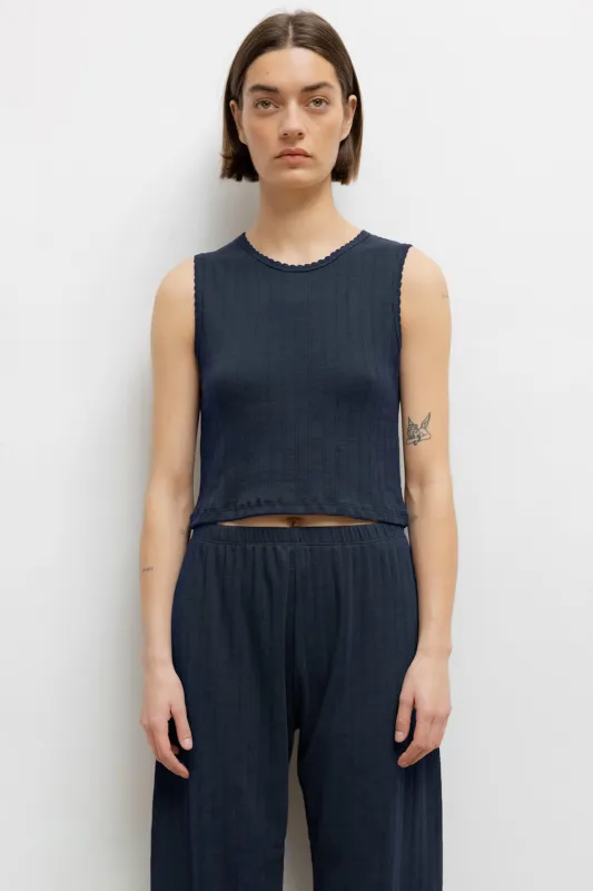 Pointelle Sleeveless Crew made by Leset