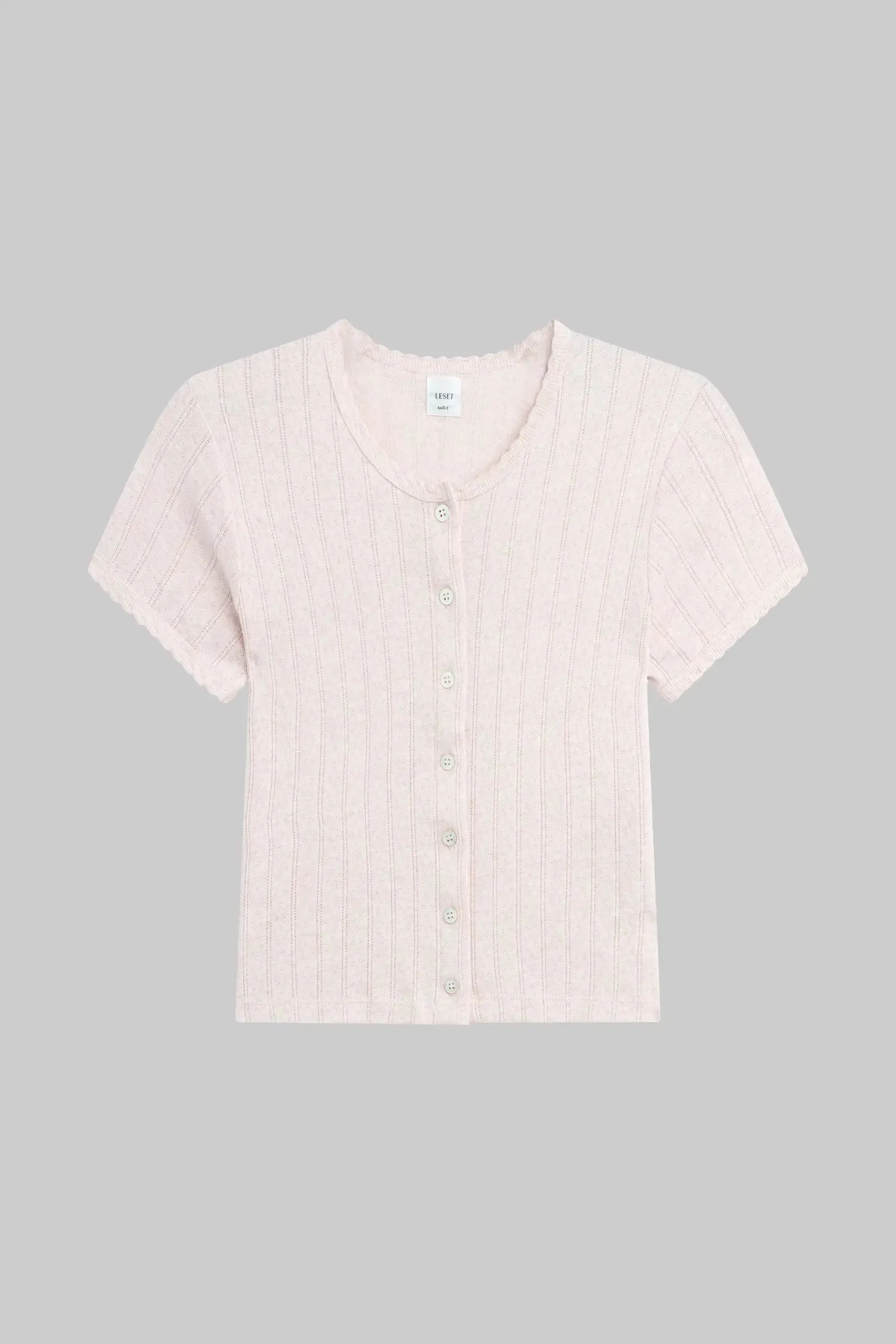 Pointelle Short Sleeve Cardigan sold by Leset product image thumbnail 2