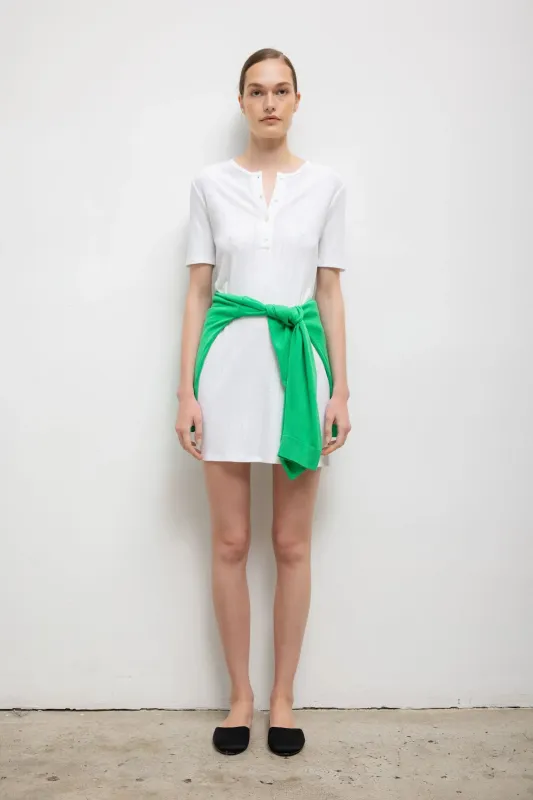 Pointelle Henley Mini Dress made by Leset