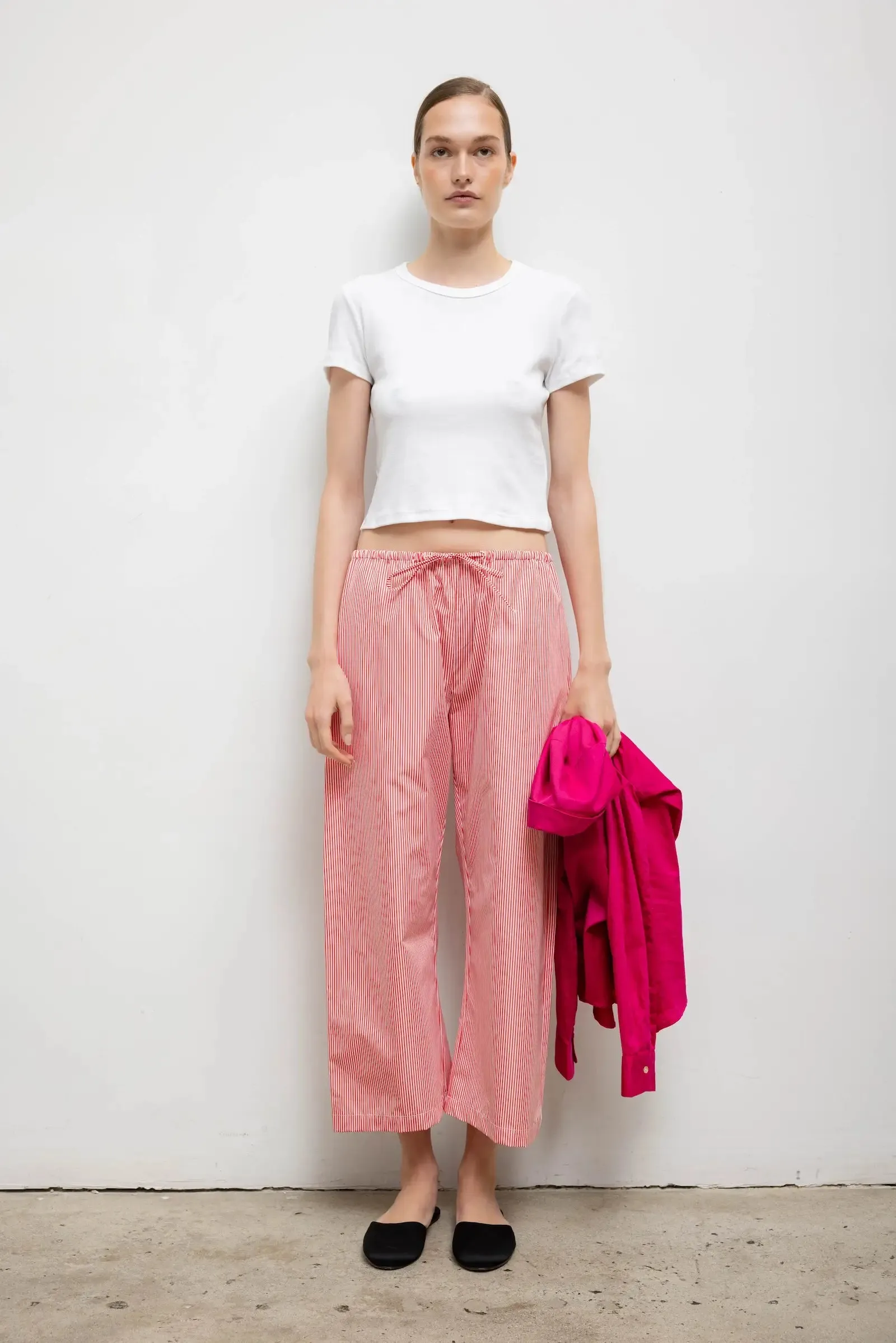 Yoshi Stripe Crop Drawstring Pant sold by Leset