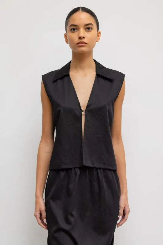 Yoko Collared Button Tank made by Leset