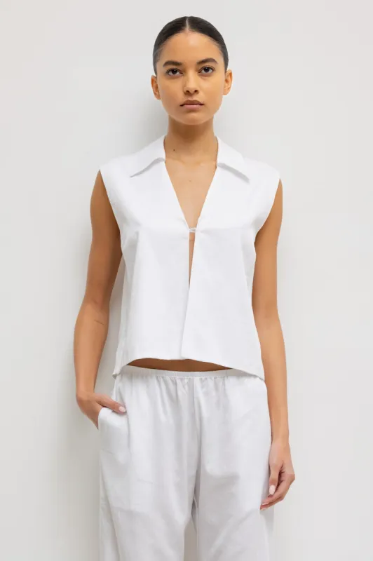 Yoko Collared Button Tank made by Leset