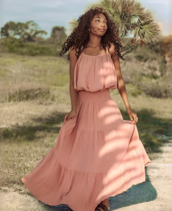 Women's Bella Maxi Skirt (deep coral muslin) sold by Indie Blue