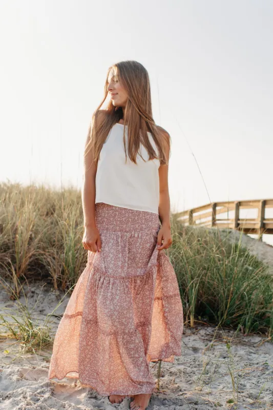 Women's Bella Dress-Skirt (dusty pink floral) sold by Indie Blue