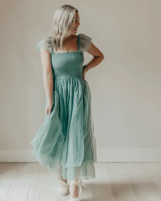 Women's Juliet Tulle Dress (soft teal) sold by Indie Blue