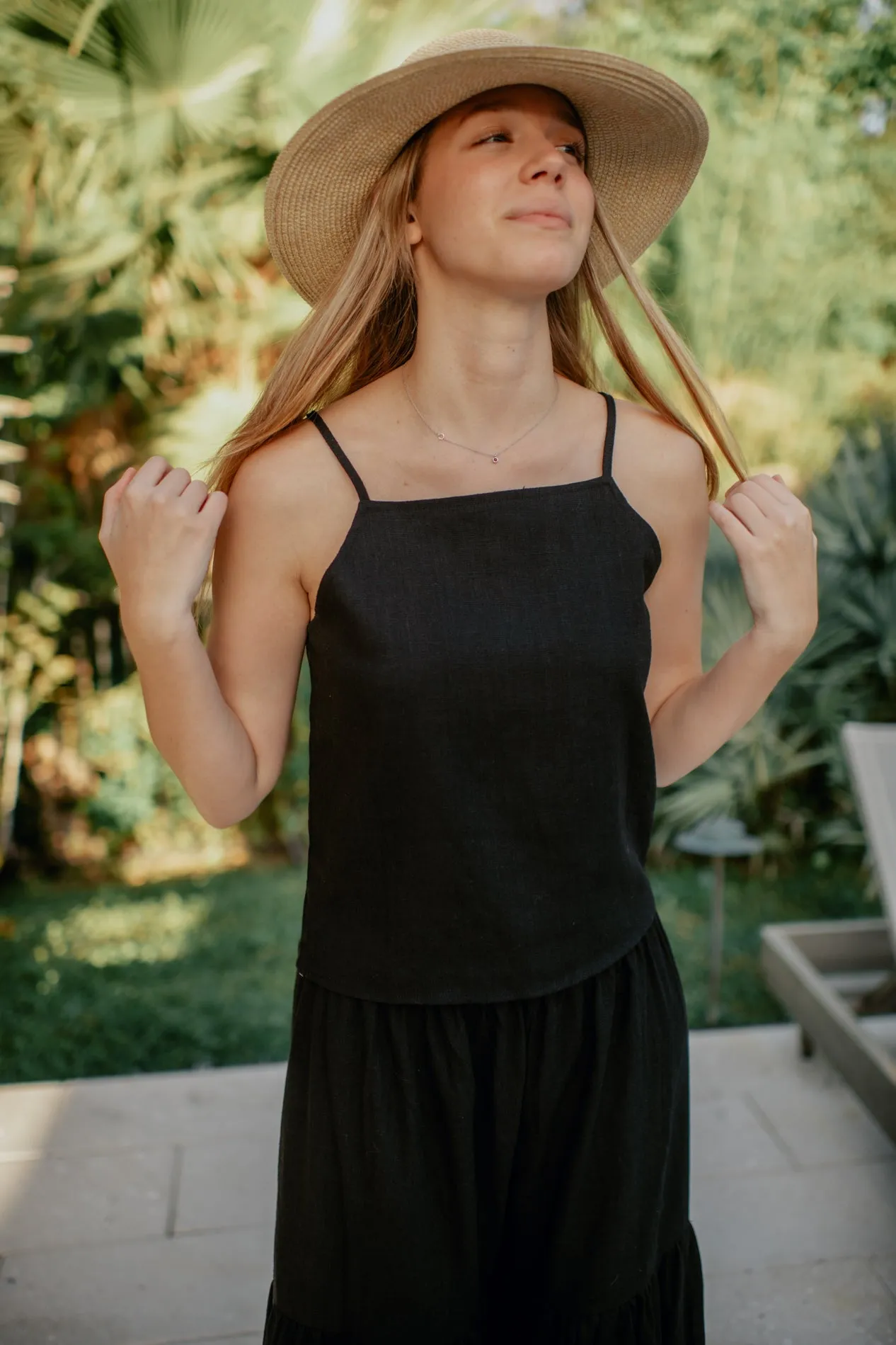 Women's Cassie Top (black soft linen) sold by Indie Blue