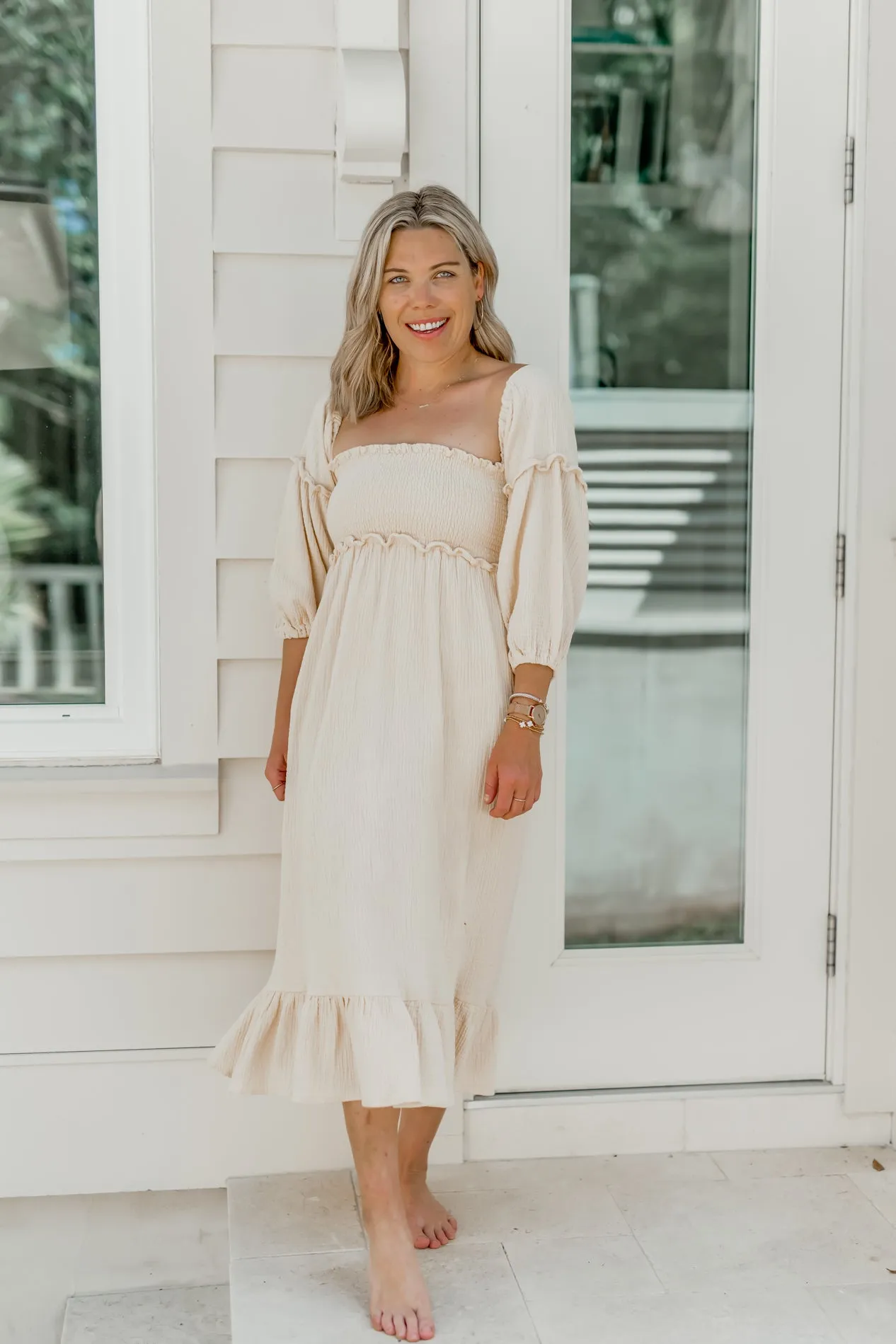 Women's Pippa Muslin Dress (sand) sold by Indie Blue product image thumbnail 3