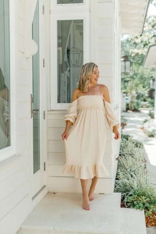 Women's Pippa Muslin Dress (sand) sold by Indie Blue