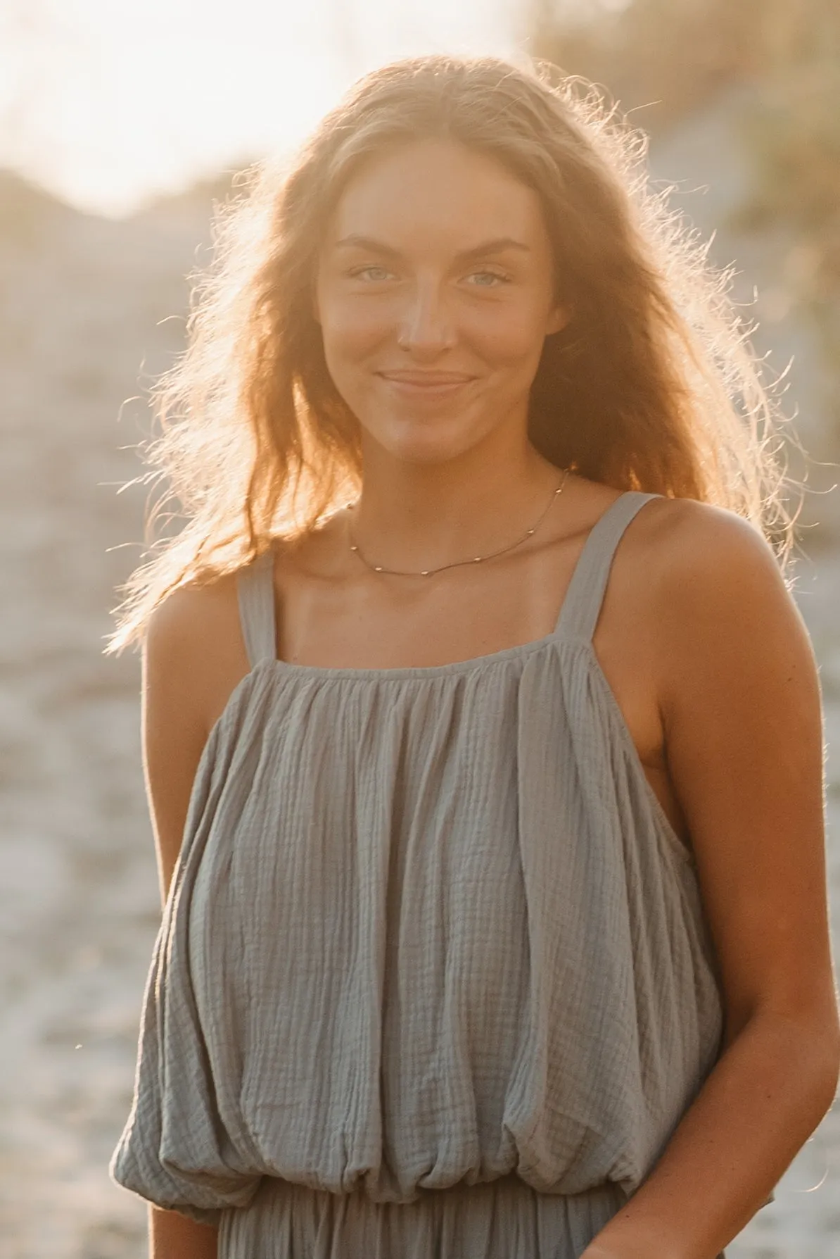 Women's Kiki Bubble Top (soft teal muslin) FINAL SALE sold by Indie Blue product image thumbnail 3