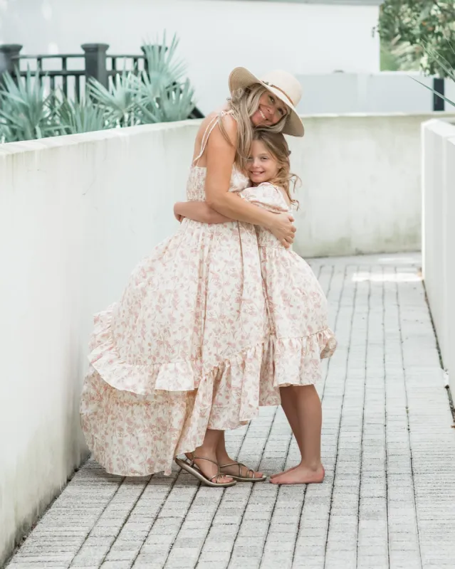 Women's Tessa Ruffle Dress (floral pink) sold by Indie Blue