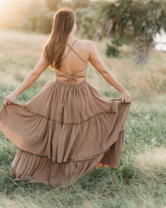 Women's Wendy Dress (mocha muslin) sold by Indie Blue