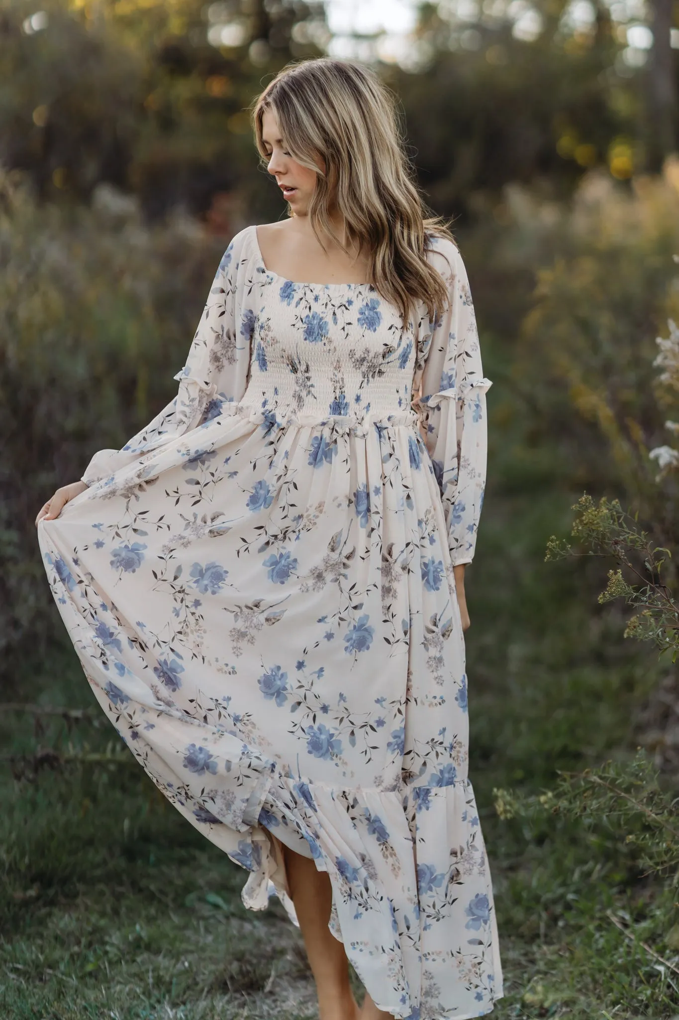 Women's Pippa Maxi (floral blue chiffon) sold by Indie Blue product image thumbnail 2