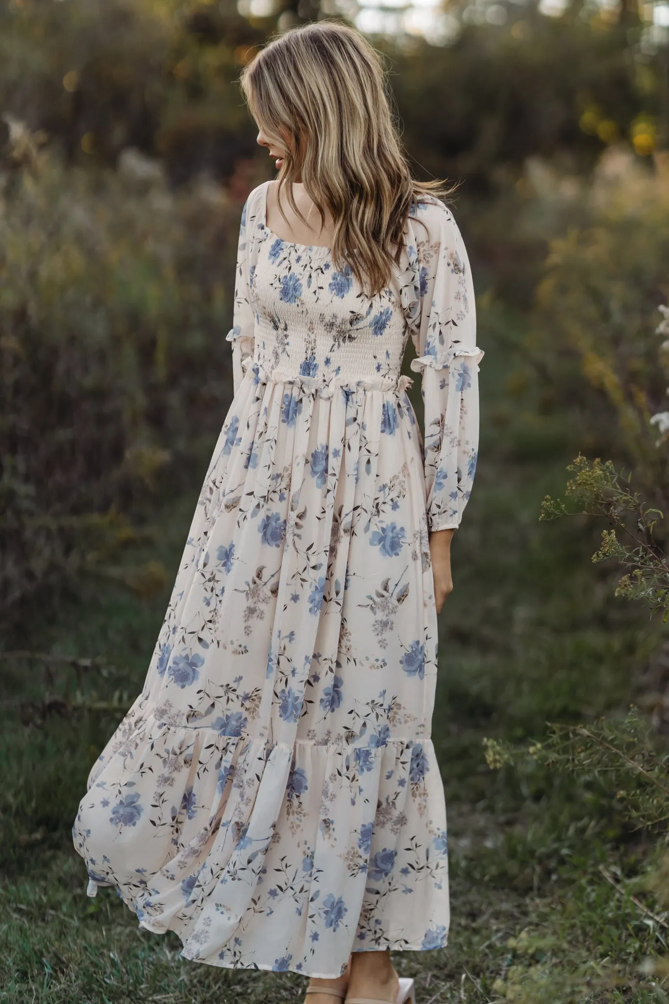 Women's Pippa Maxi (floral blue chiffon) sold by Indie Blue product image thumbnail 4