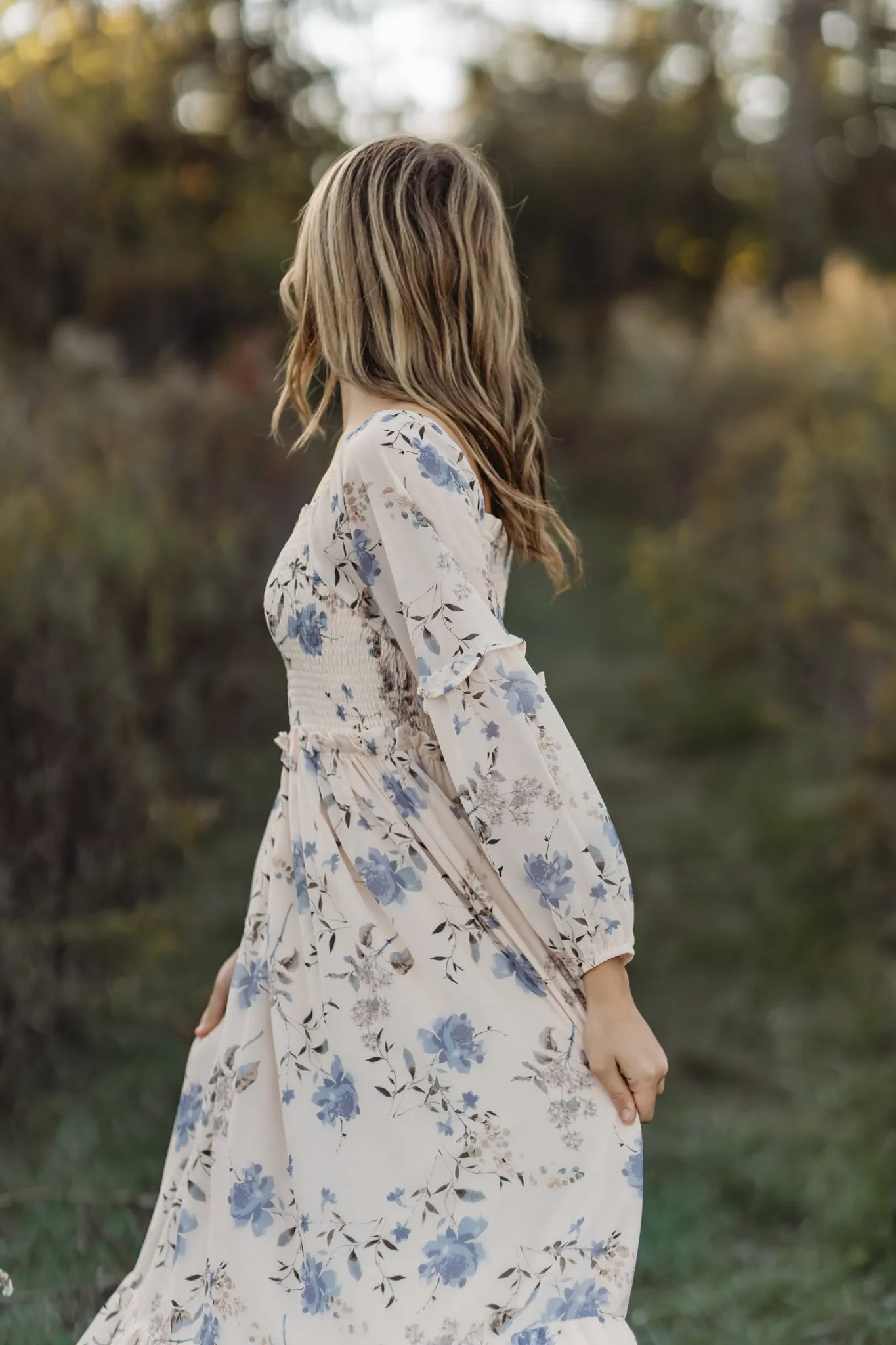 Women's Pippa Maxi (floral blue chiffon) sold by Indie Blue product image thumbnail 5