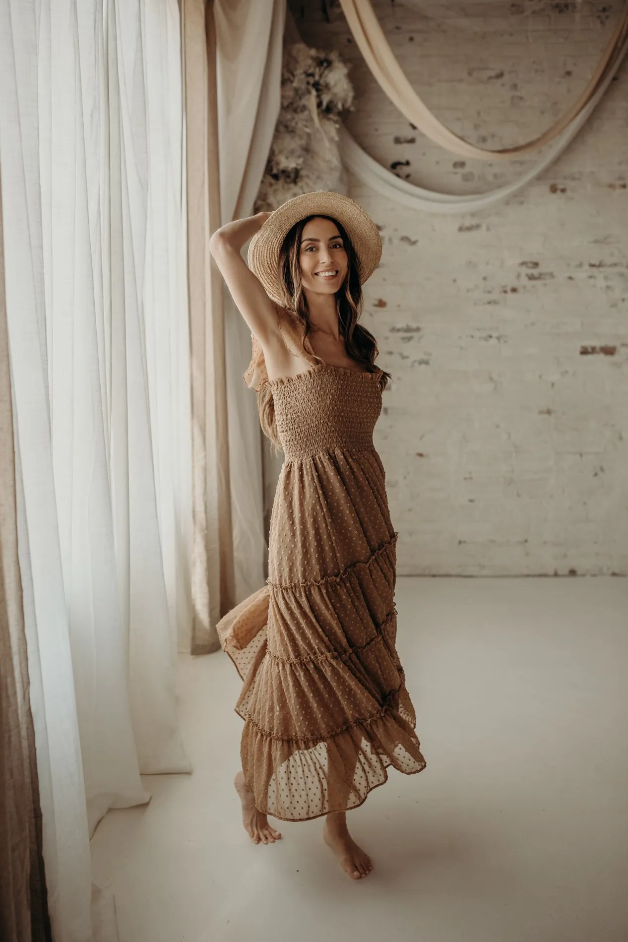Women's Marabella Dress (mocha swiss dot) sold by Indie Blue product image thumbnail 4