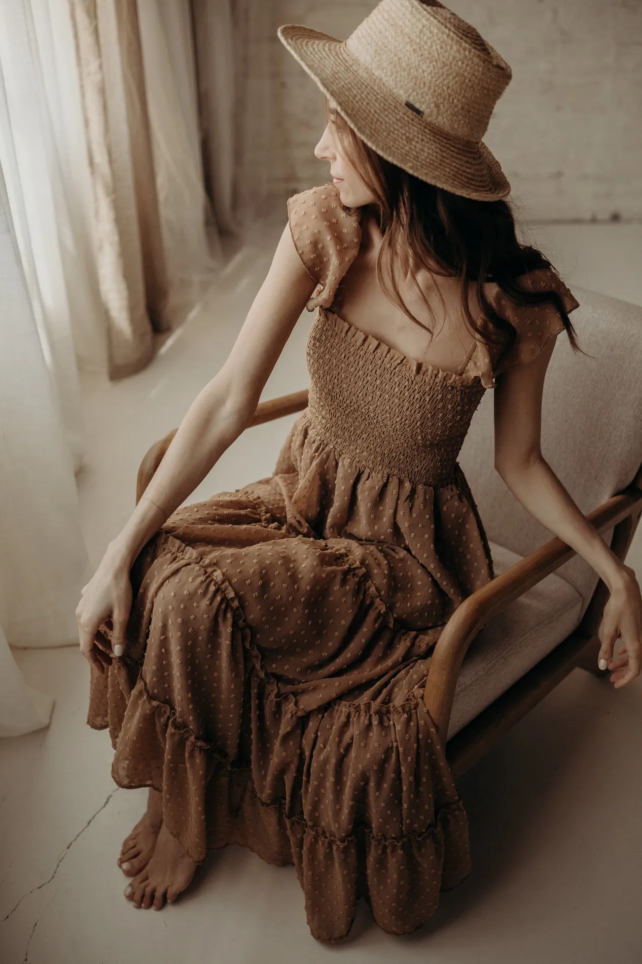Women's Marabella Dress (mocha swiss dot) sold by Indie Blue product image thumbnail 2