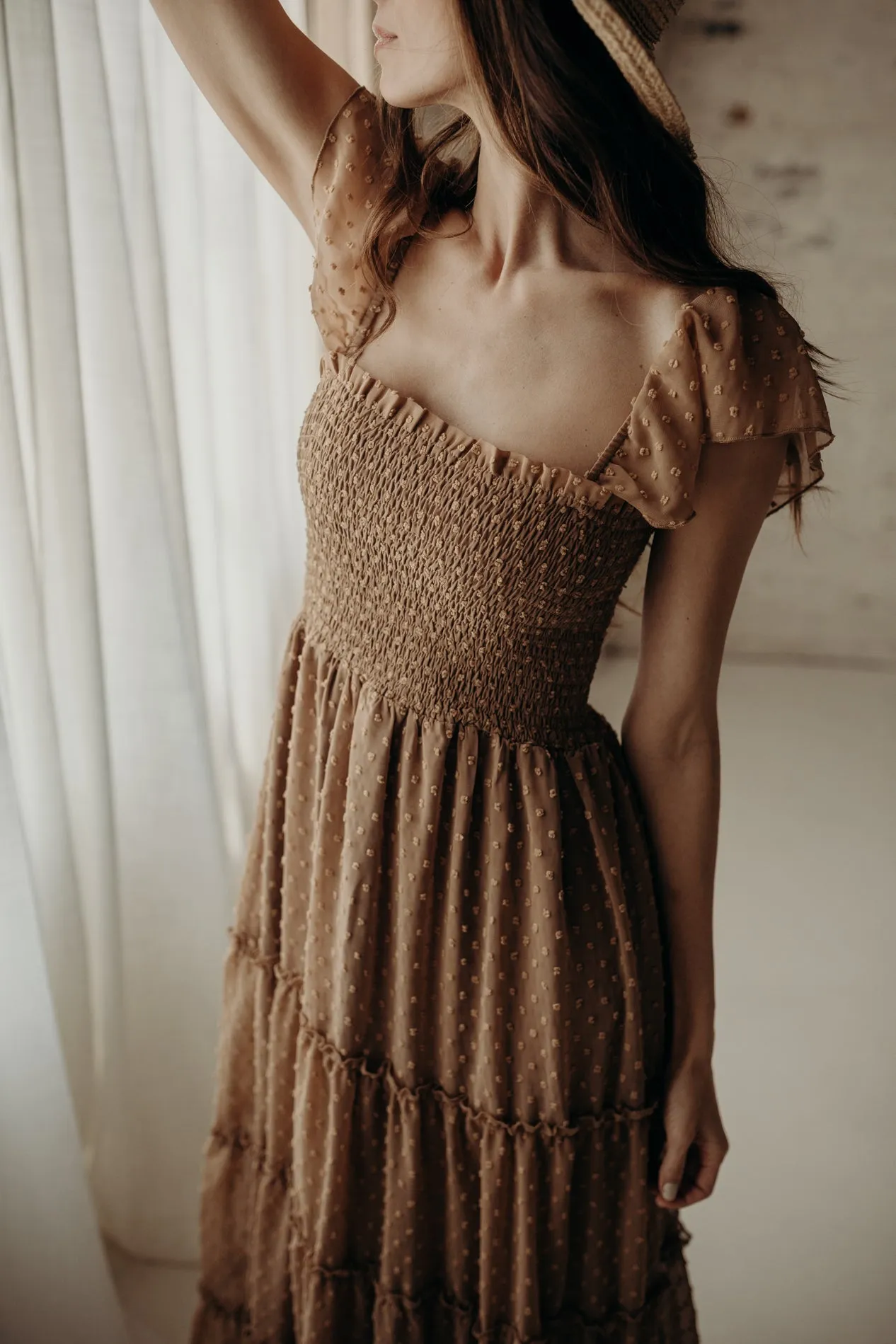 Women's Marabella Dress (mocha swiss dot) sold by Indie Blue product image thumbnail 5