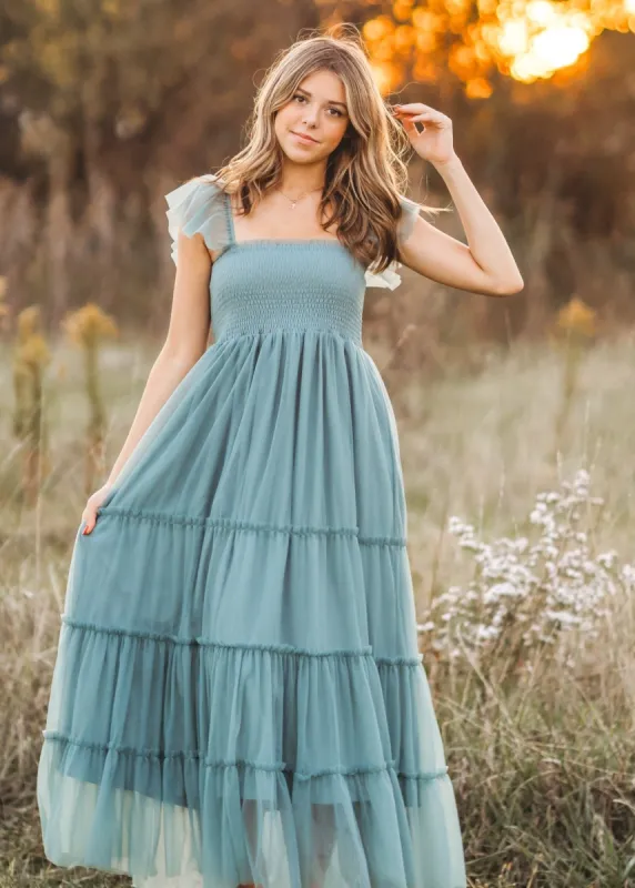 Women's Marabella Dress (soft teal tulle) sold by Indie Blue