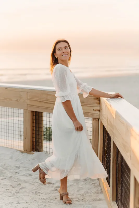 Women's Celine Dress (soft white swiss dot) sold by Indie Blue