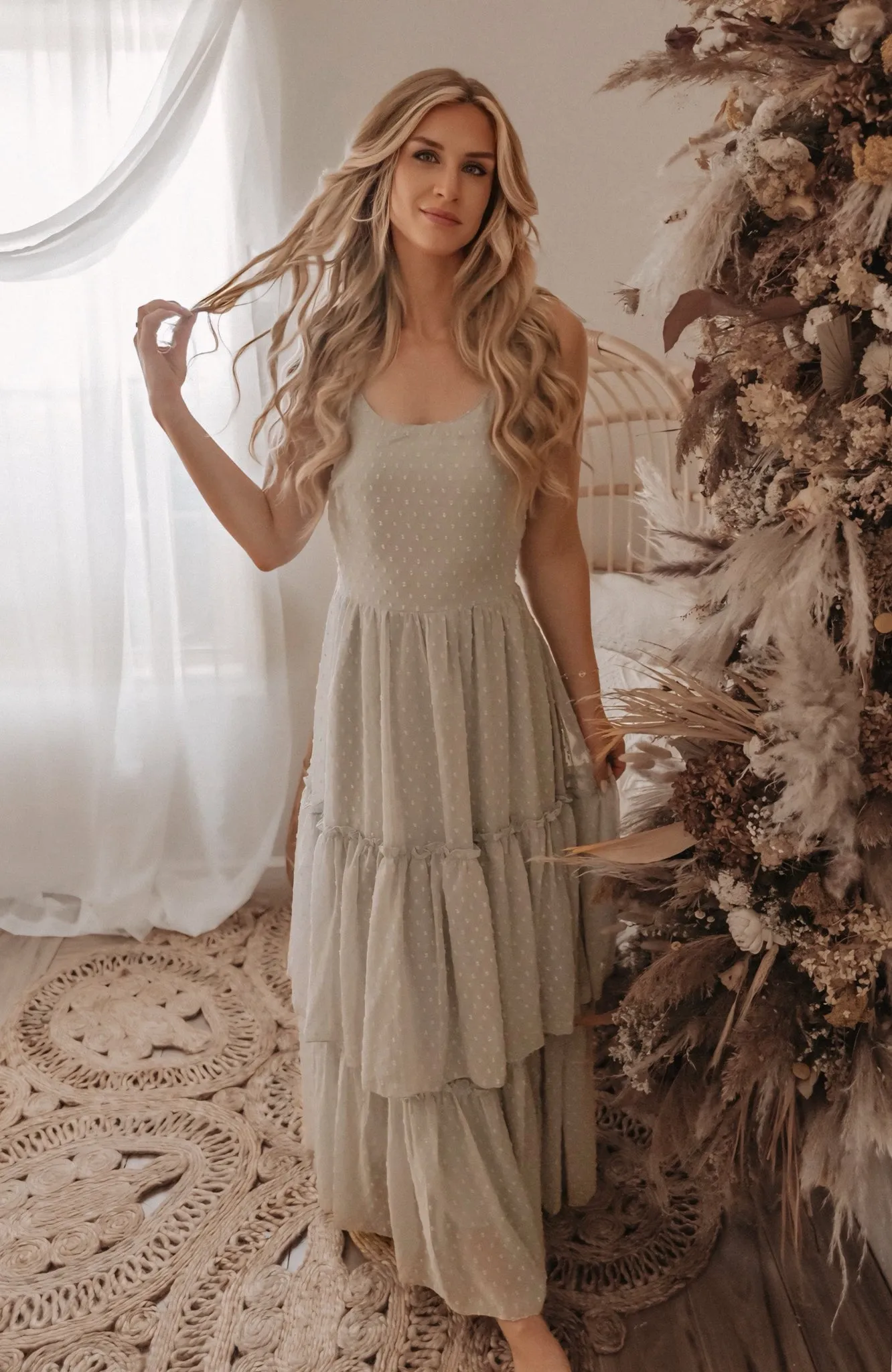 Women's Wendy Dress (sage swiss dot) sold by Indie Blue product image thumbnail 2