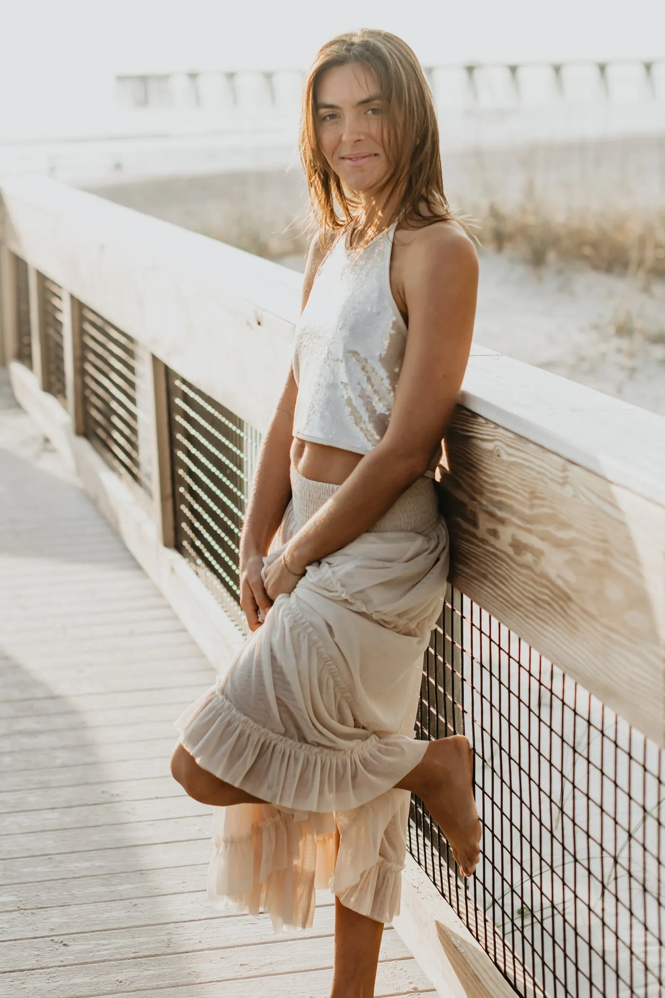 Women's Faye Halter (natural sequin) sold by Indie Blue