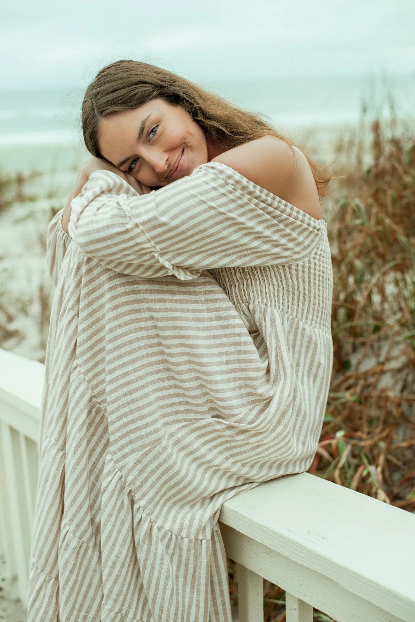 Women's Pippa Maxi (driftwood stripe linen) sold by Indie Blue product image thumbnail 4