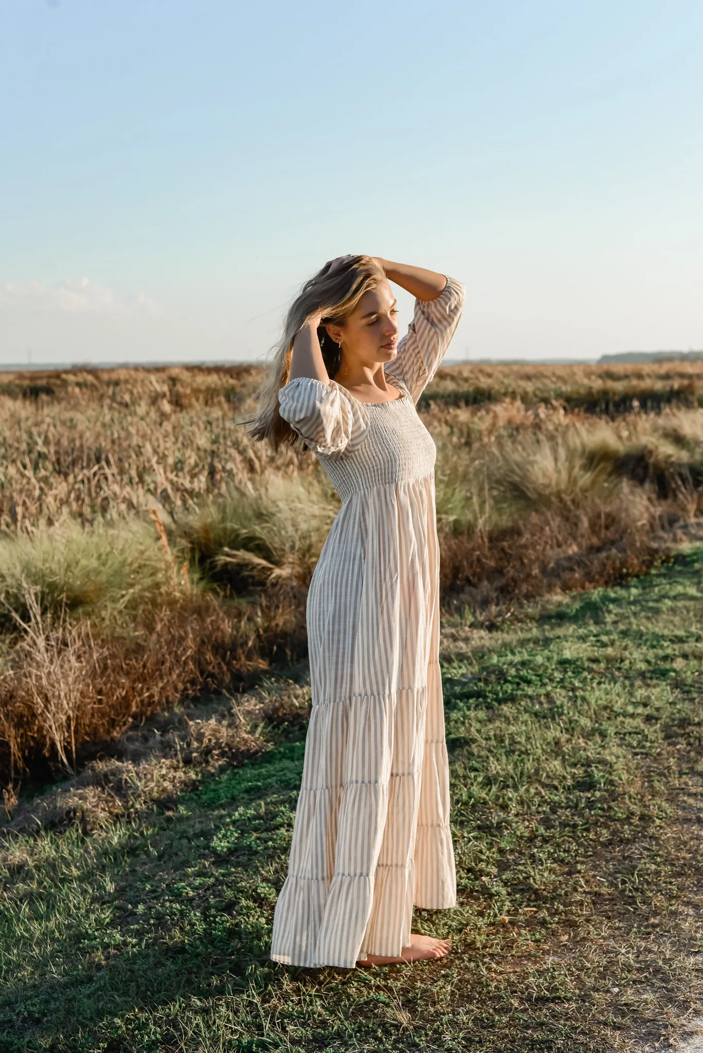 Women's Pippa Maxi (driftwood stripe linen) sold by Indie Blue product image thumbnail 3