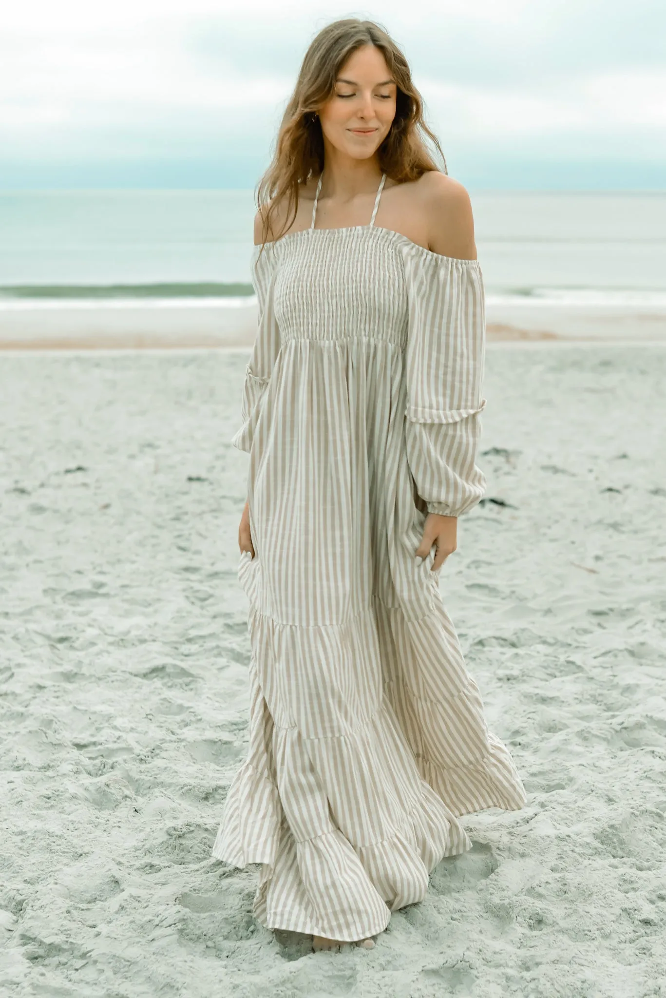 Women's Pippa Maxi (driftwood stripe linen) sold by Indie Blue product image thumbnail 5