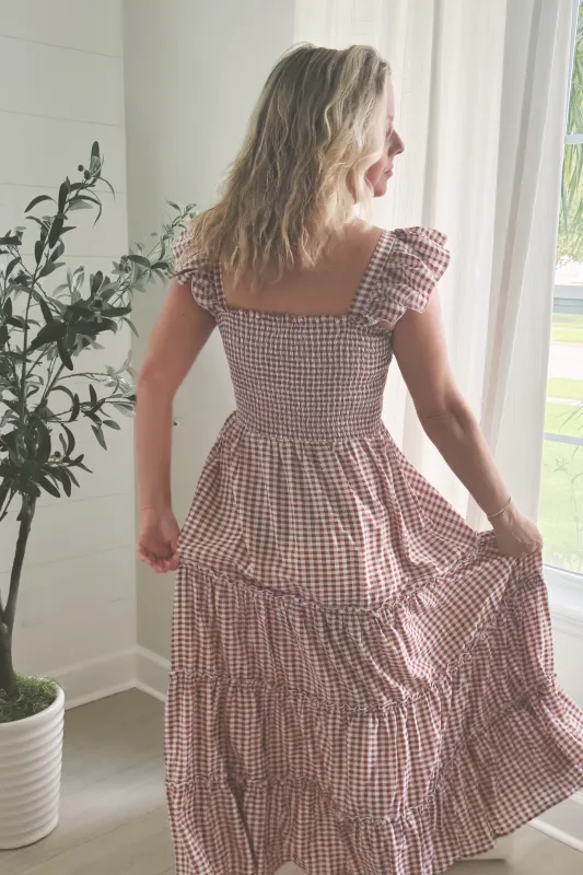 Women's Pia Dress (brown gingham) made by Sundae School