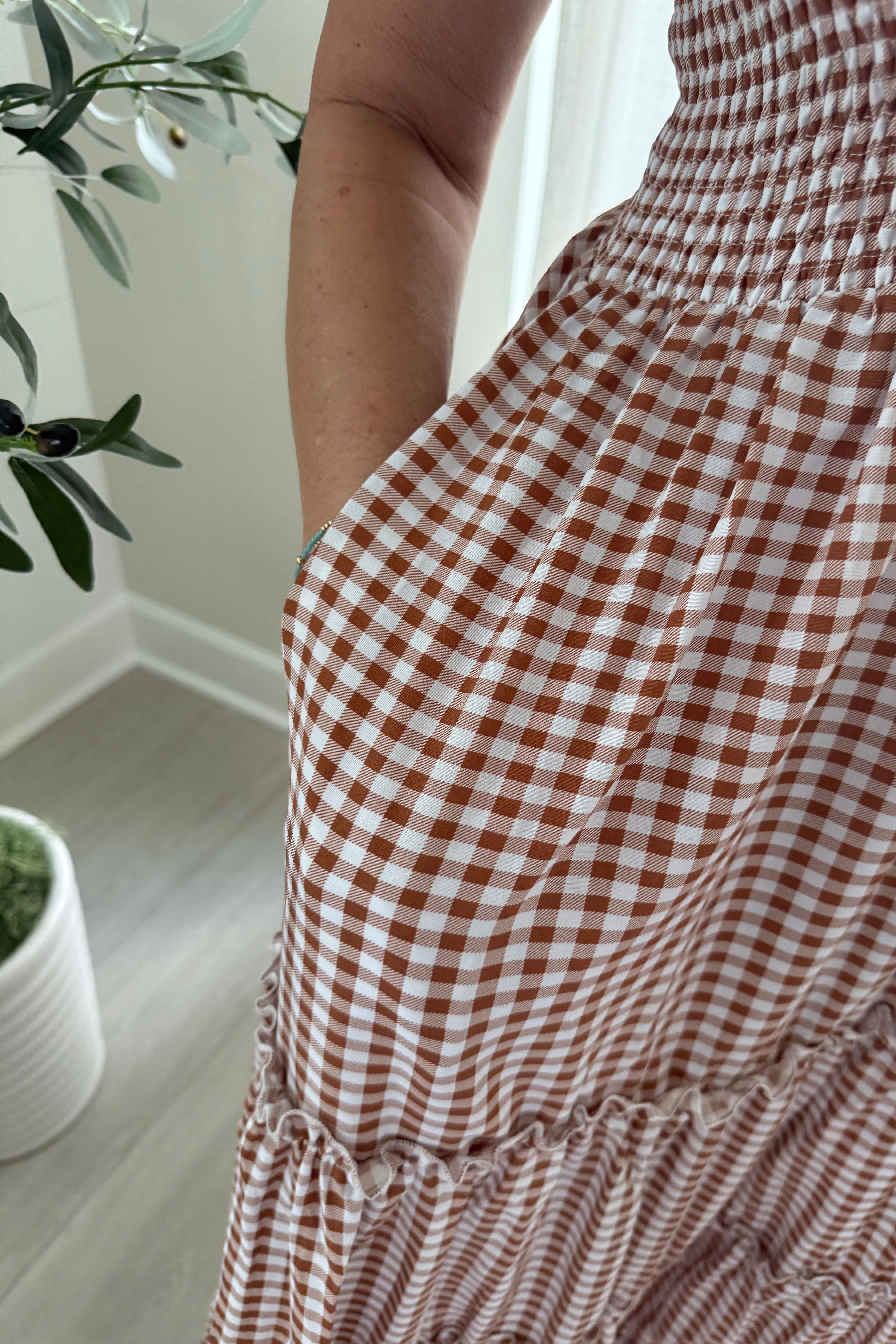 Women's Pia Dress (brown gingham) sold by Indie Blue product image thumbnail 3