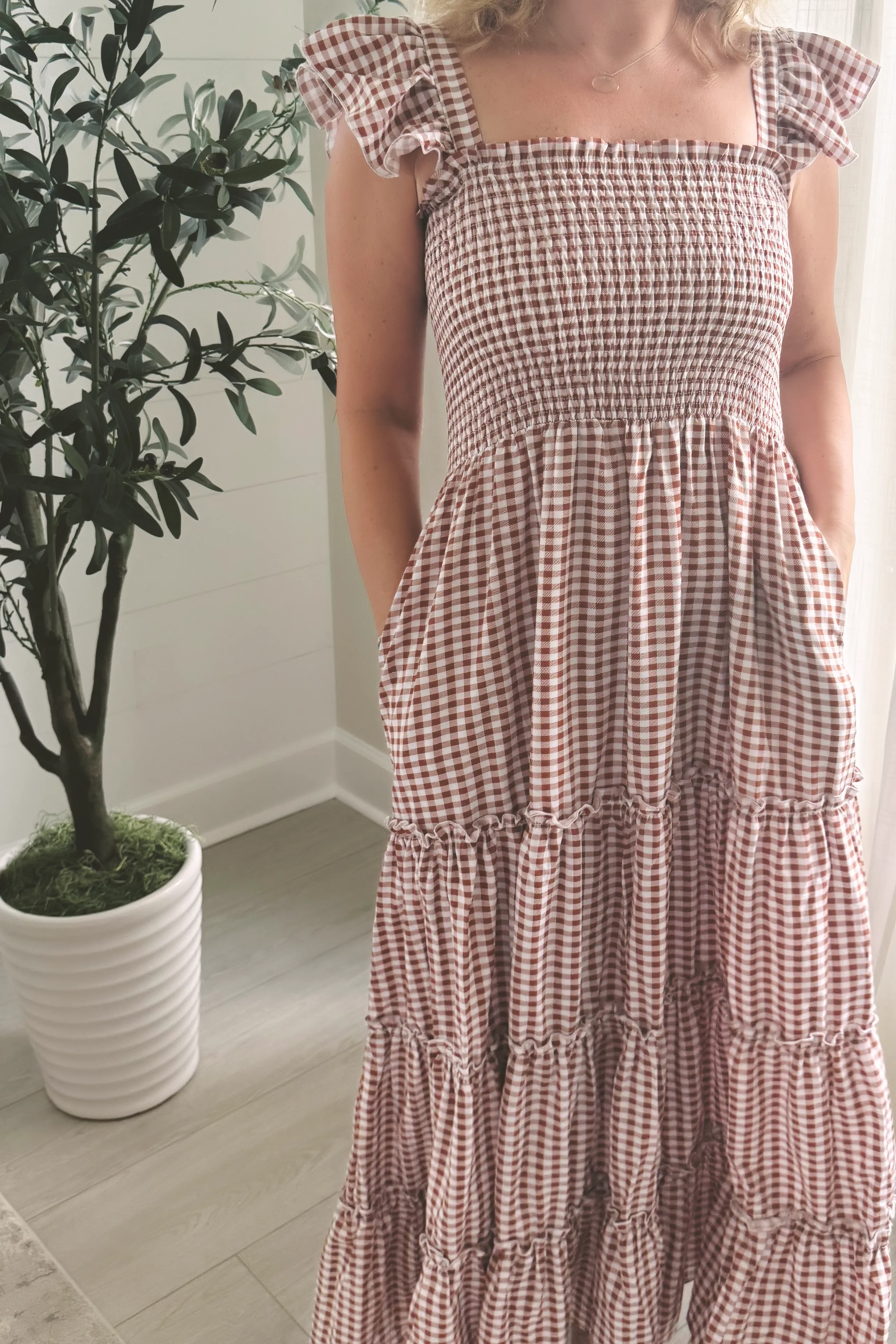 Women's Pia Dress (brown gingham) sold by Indie Blue product image thumbnail 2
