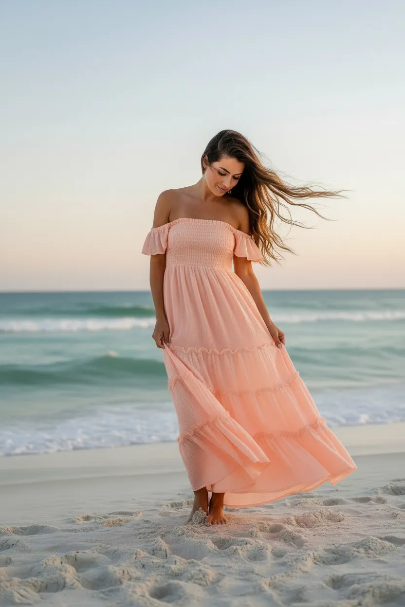 Women's Marabella Dress (vibrant coral muslin) sold by Indie Blue