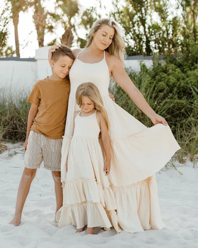 Women's Wendy Dress (sand muslin) sold by Indie Blue