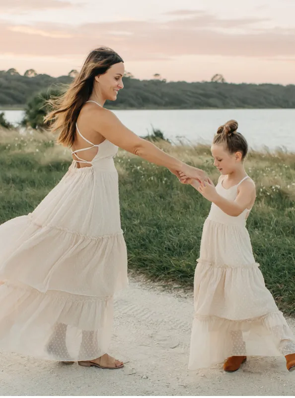 Women's Wendy Dress (natural swiss dot) sold by Indie Blue