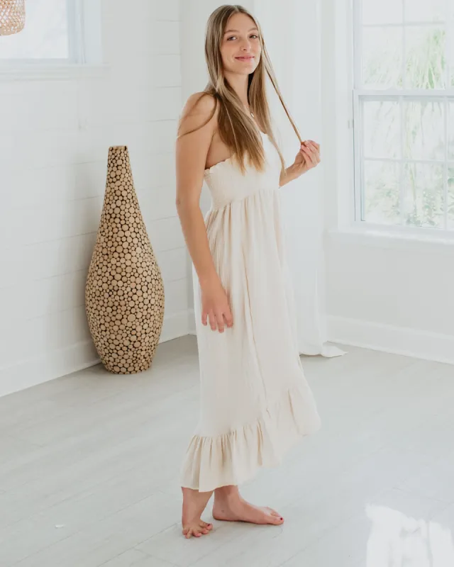 Women's Tessa Dress (sand muslin) sold by Indie Blue