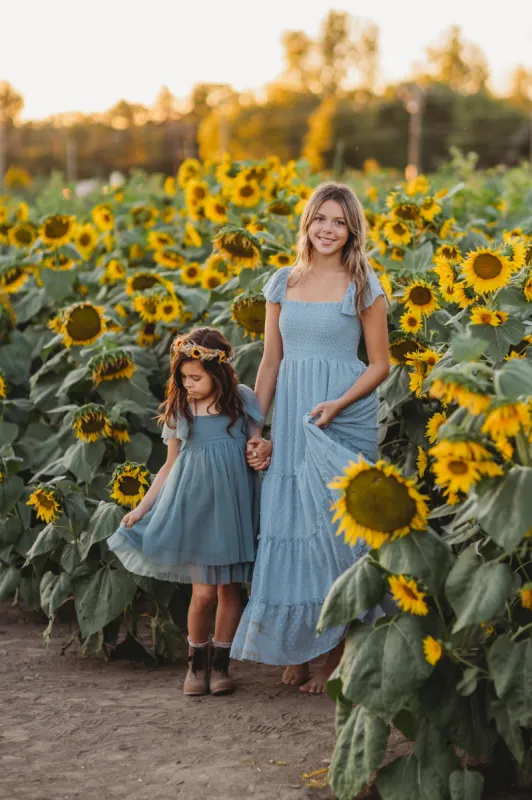 Women's Marabella Dress (blue swiss dot) sold by Indie Blue
