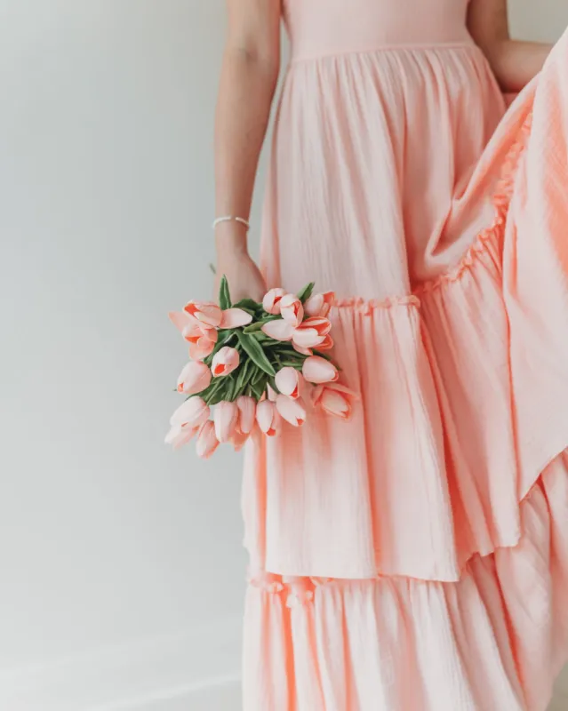 Women's Wendy Dress (vibrant coral muslin) sold by Indie Blue