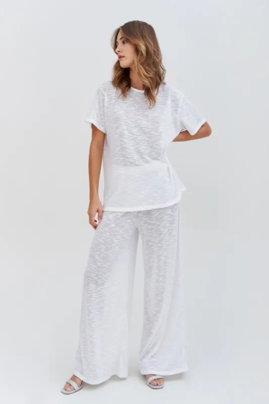 Slub Knit Wide Leg Pants made by Pitusa