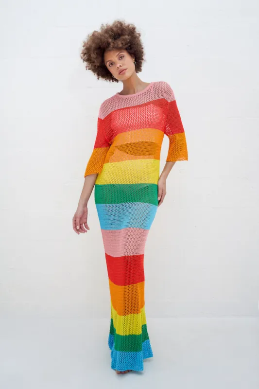 Rainbow Crochet Maxi Dress sold by Pitusa