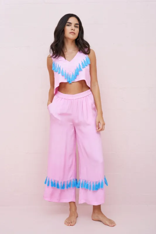 Silky Tassel Crop Top made by Pitusa