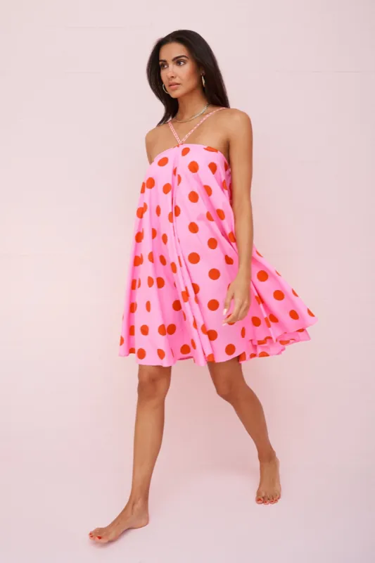 Polka Dot Crossover Halter Mini sold by Pitusa
