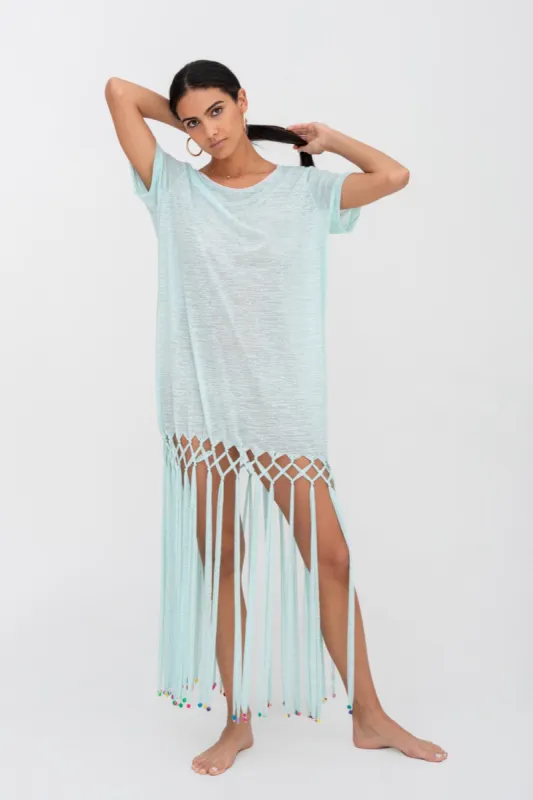 Beaded Fringe T-shirt Dress sold by Pitusa
